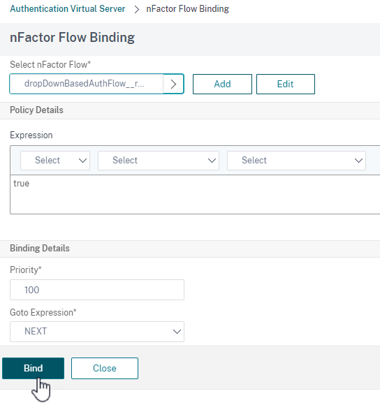 Bind the flow to the server