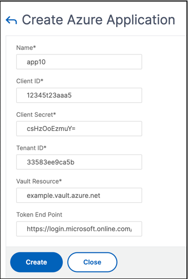 Azure application parameters