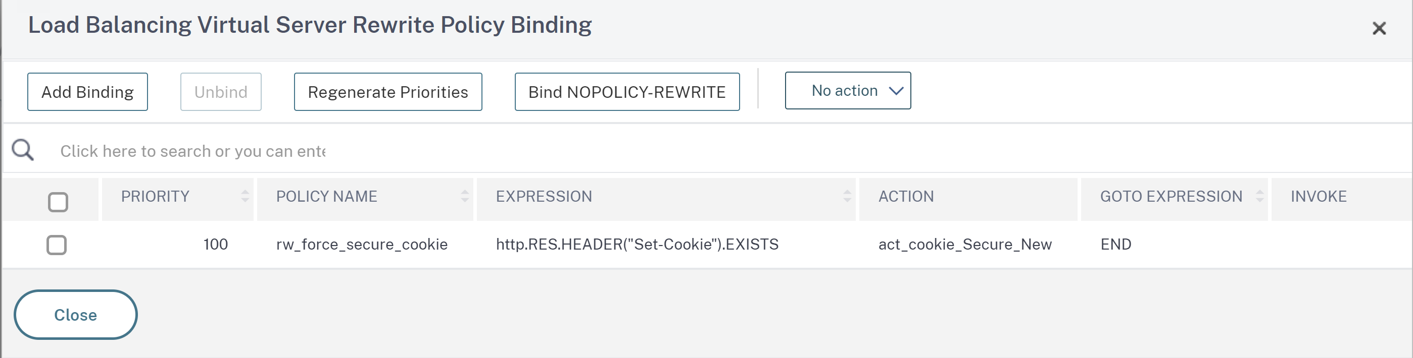 Bind rewrite policy