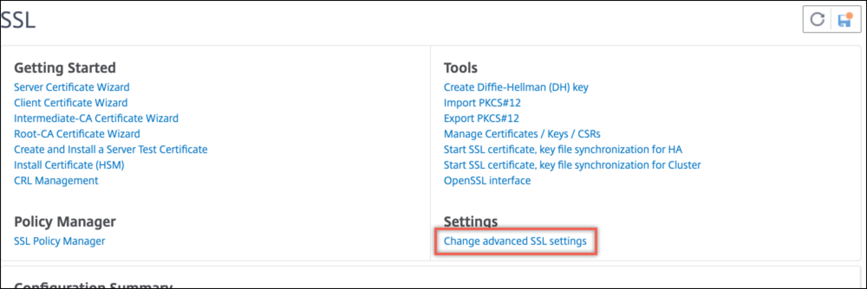 Change advanced settings