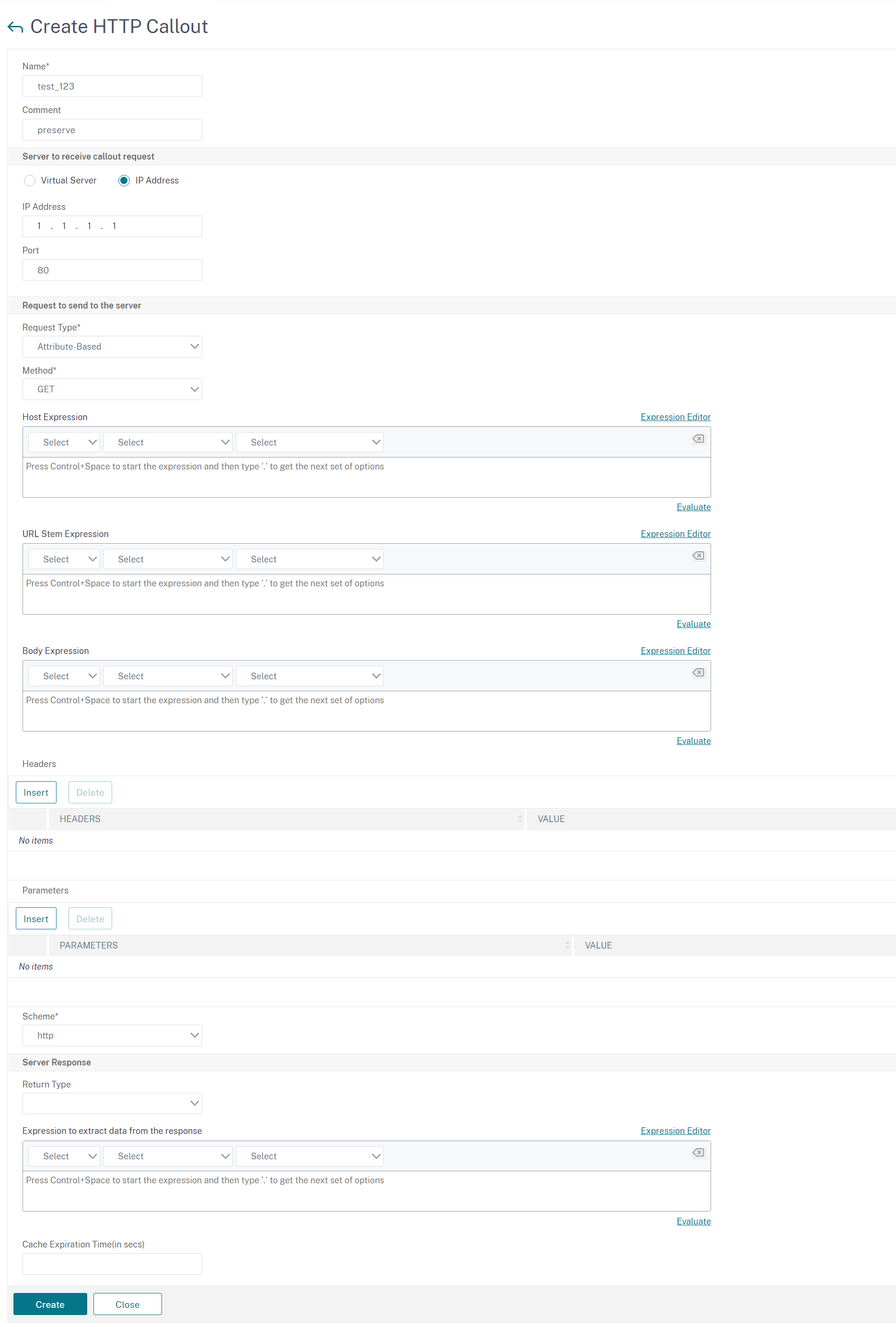 Configure a HTTP callout