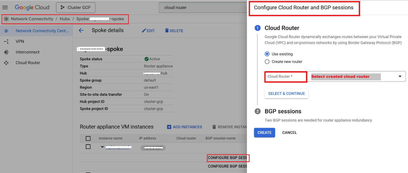 Configure the BGP session