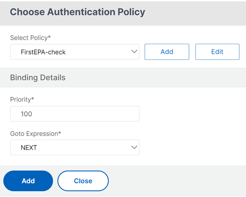 Click to select first EPA policy
