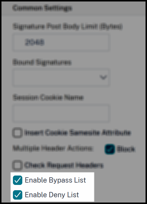 Enable bypass and deny lists