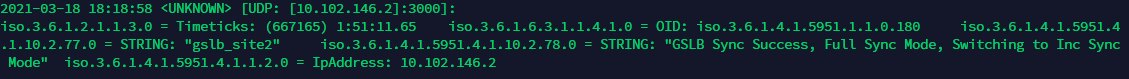 SNMP trap message for successful Full sync