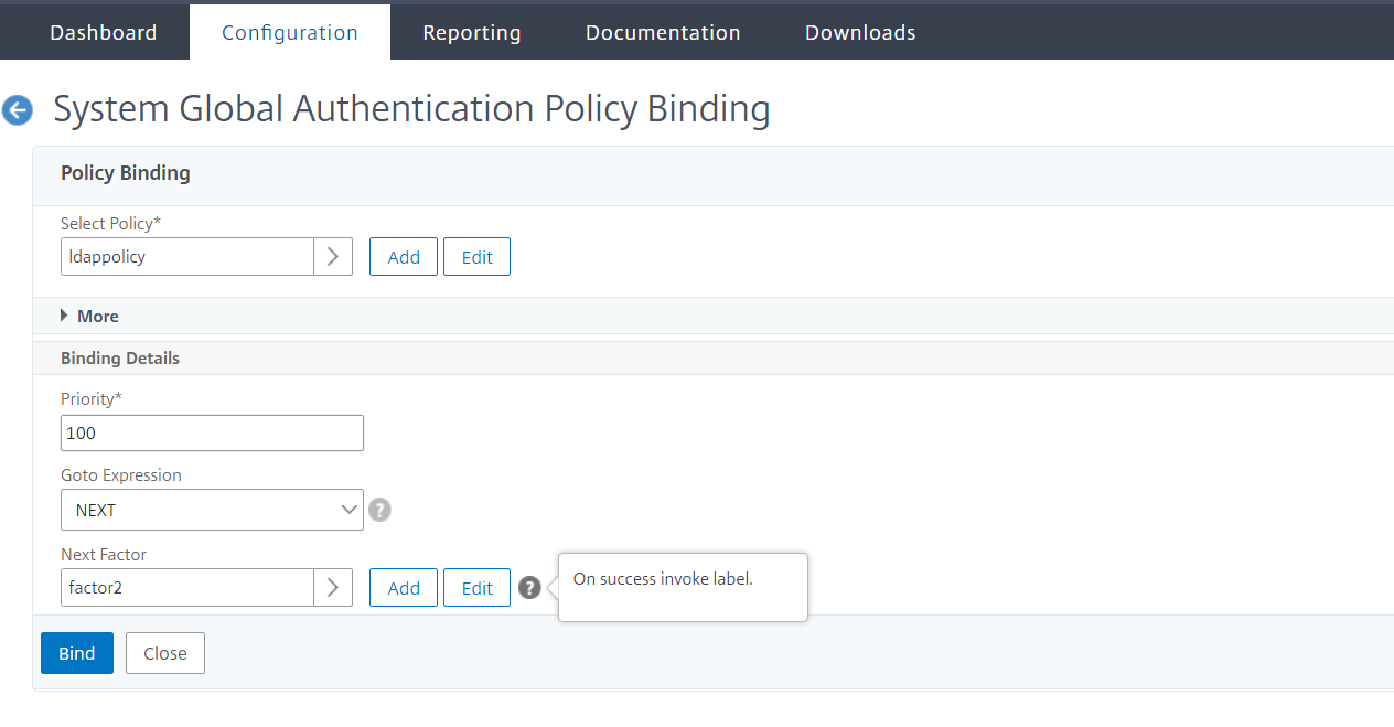 GUI configuration for two factor authentication for system users