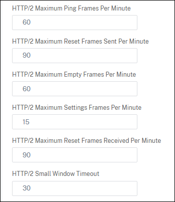 HTTP/2 DoS mitigation GUI configuration
