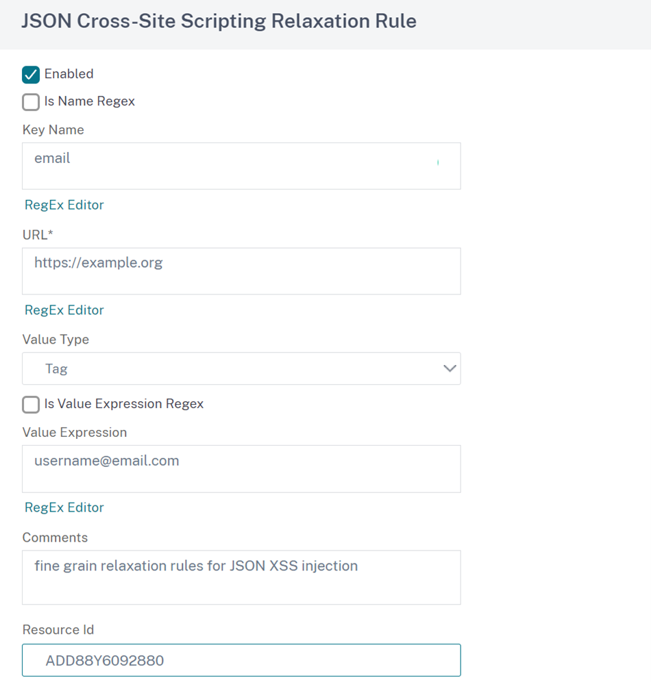 JSON fine grain relaxation for cross site scripting