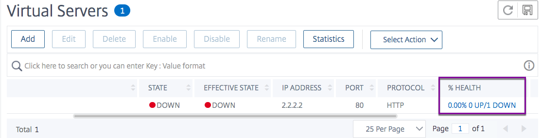 Server state column in virtual server page