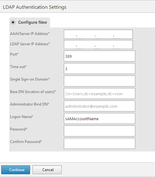 SF LDAP settings