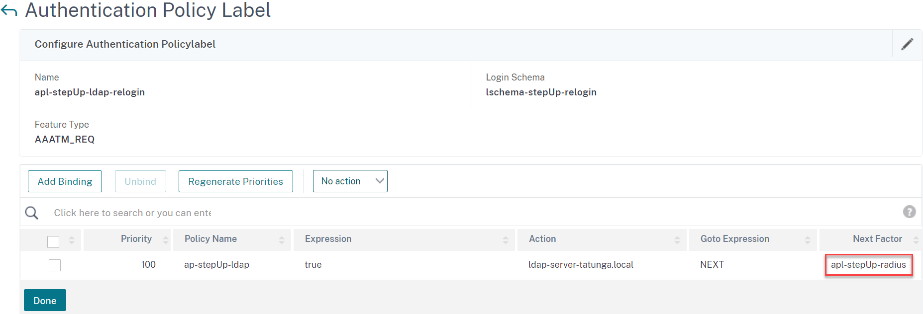 Bind LDAP auth policy