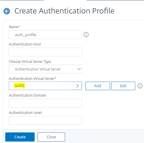 Create auth profile