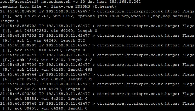 Example `nstcpdump`