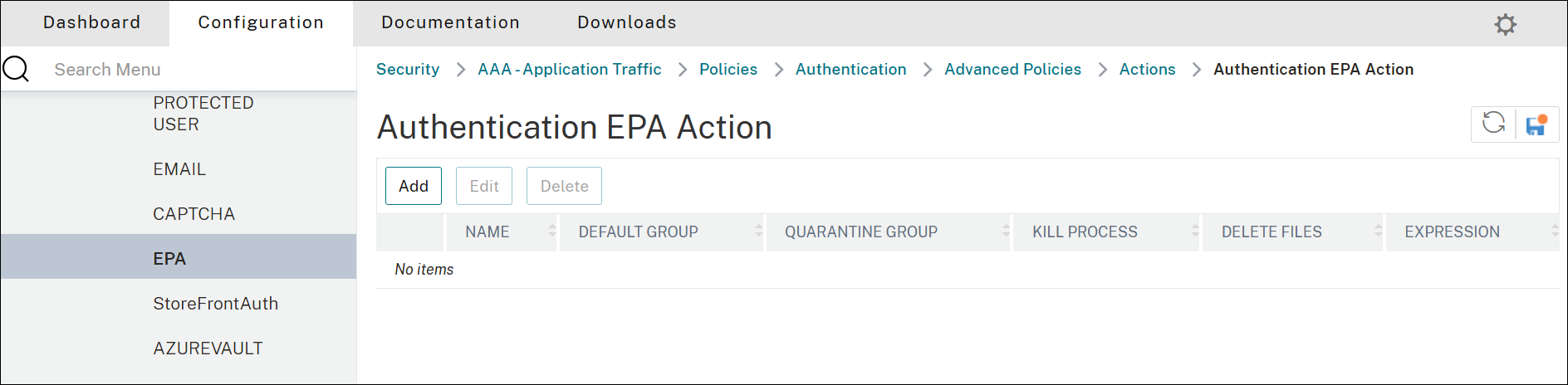 Authentication EPA Action