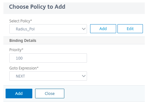 RADIUS policy auth