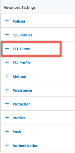 Advanced settings for ECC curve