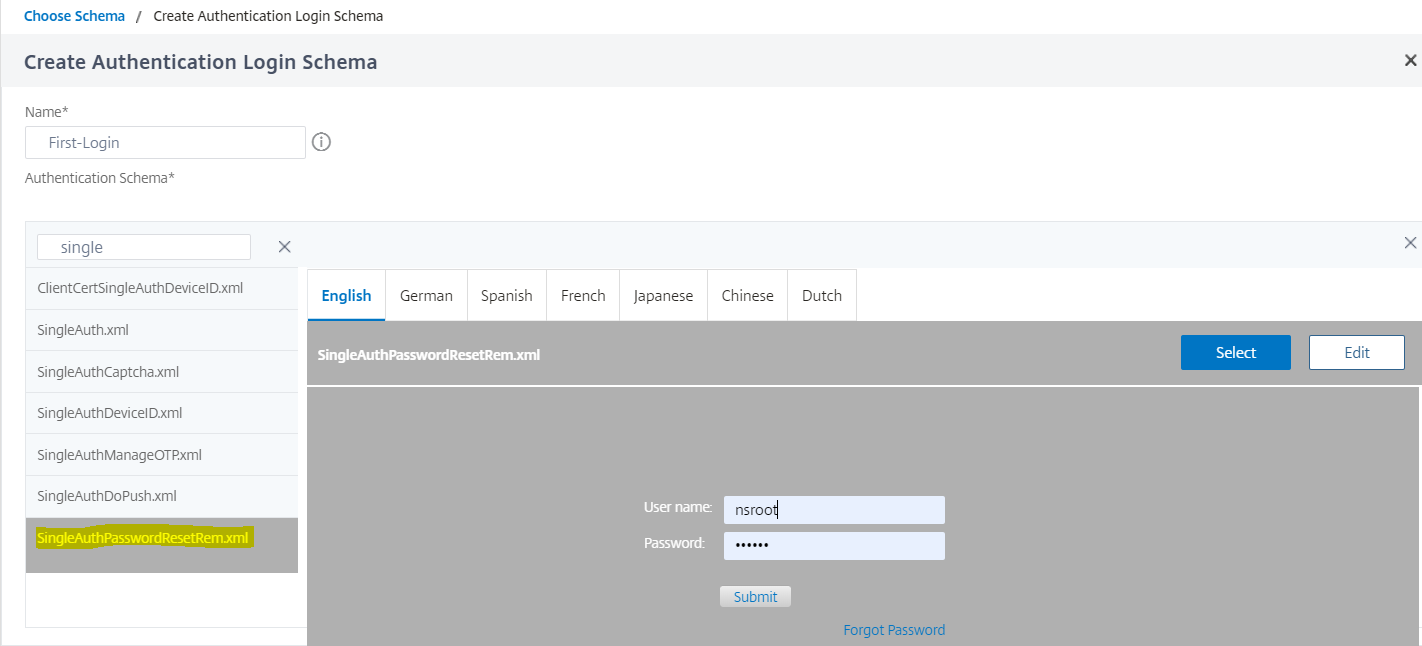 Select schema