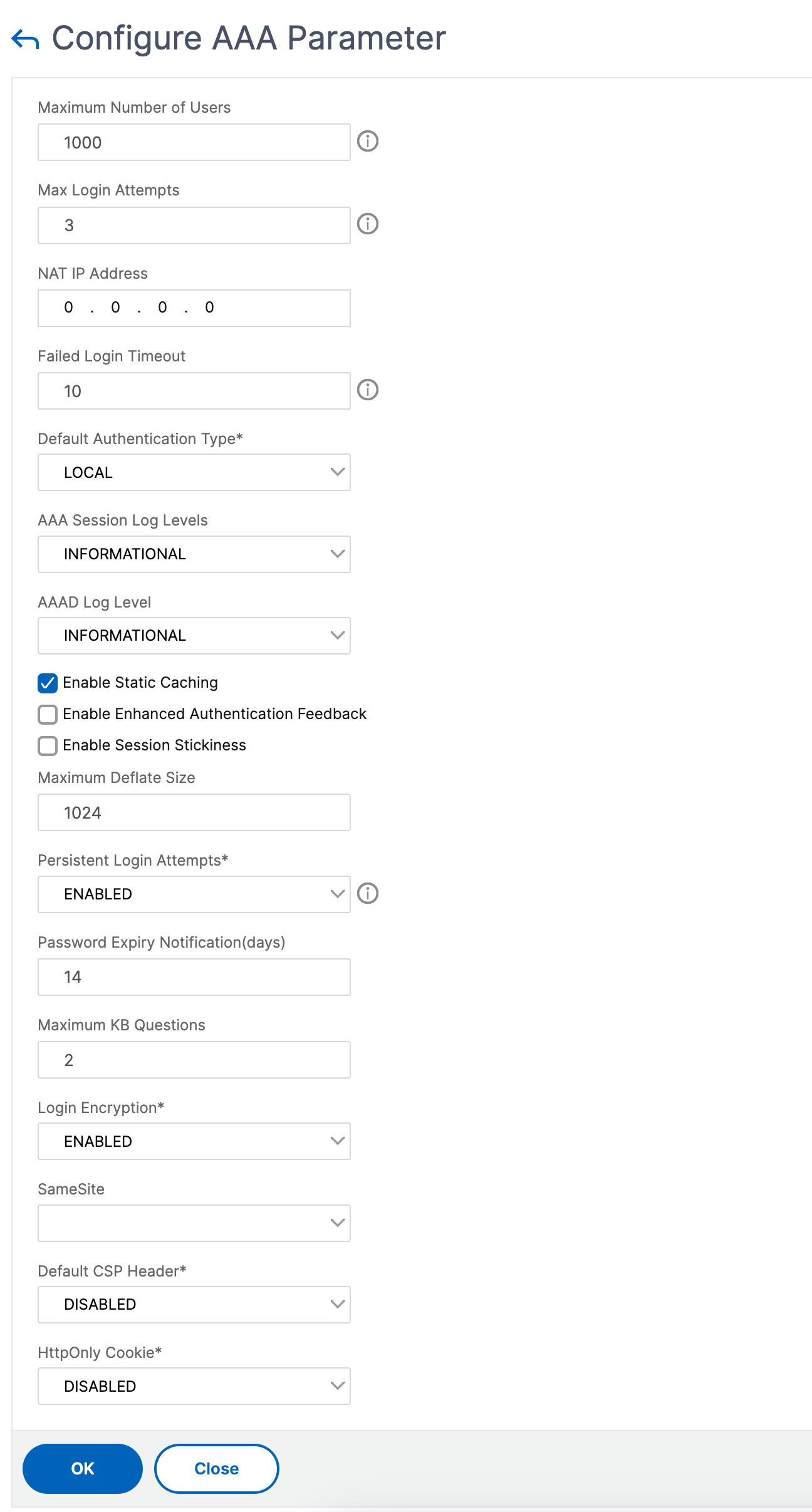 GUI configuration for system user account lockout