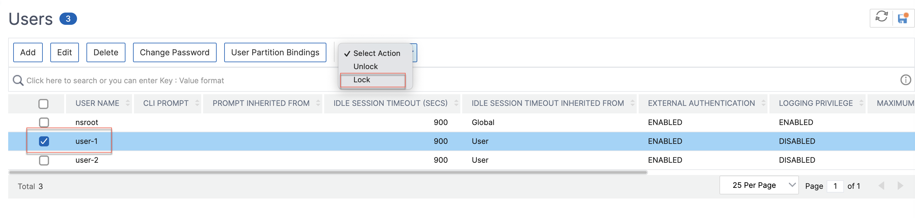 Select the lock option