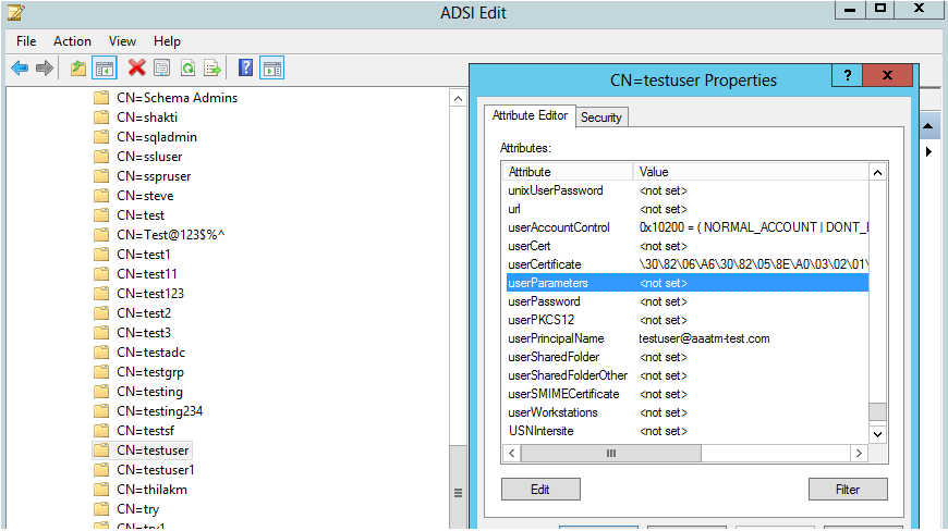 User parameters