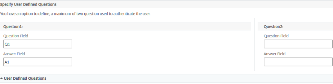User defined question