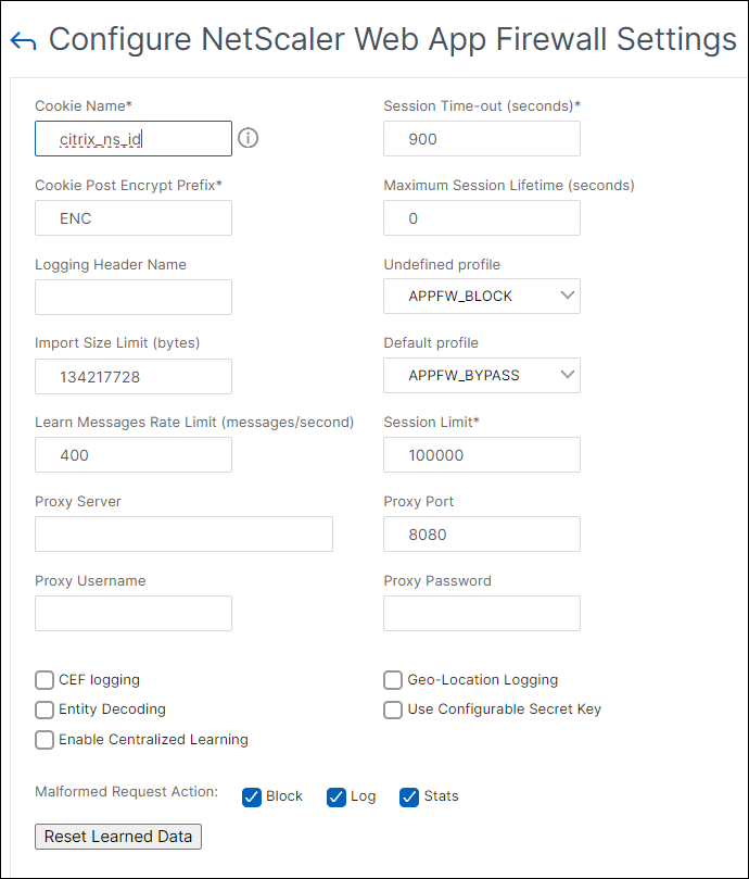 WAF engine settings