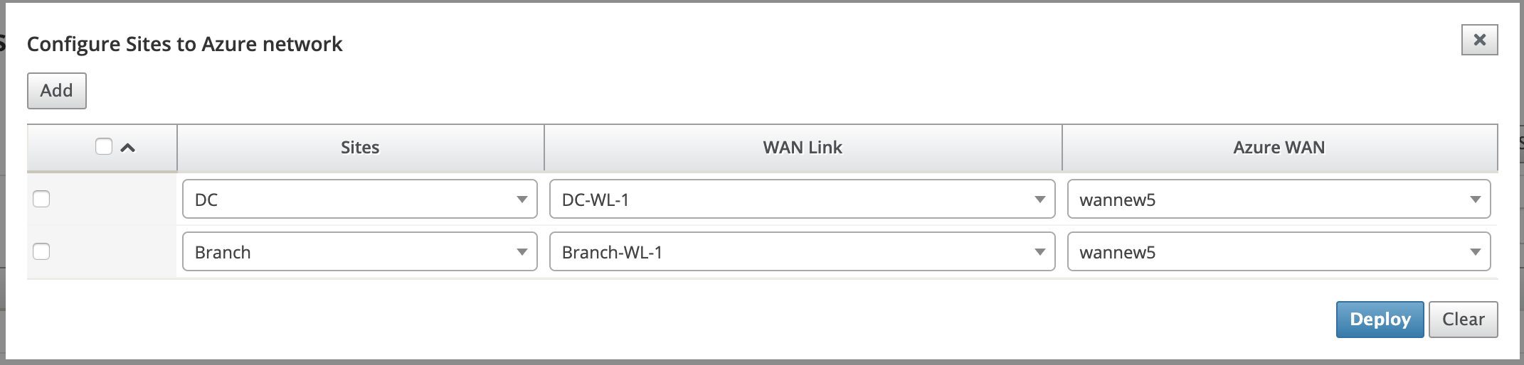 AVWAN configures add site