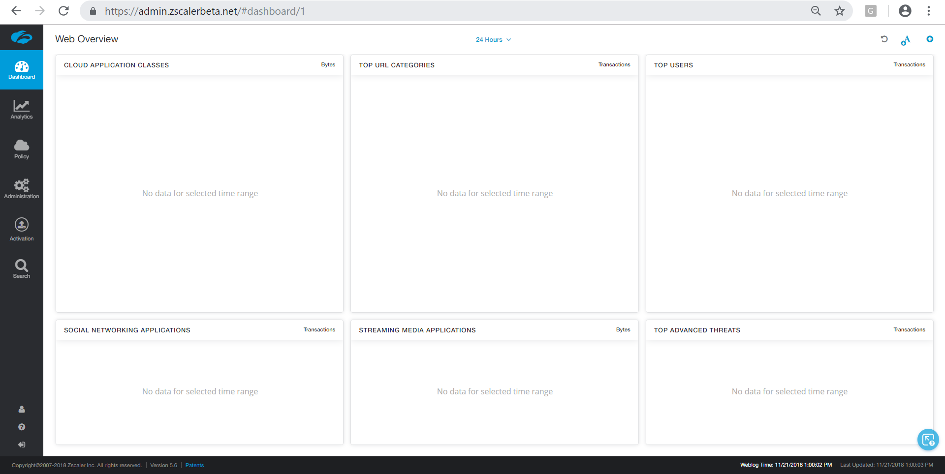 Zscaler dashboard