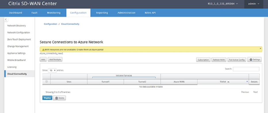 SD-WAN Center クラウド接続