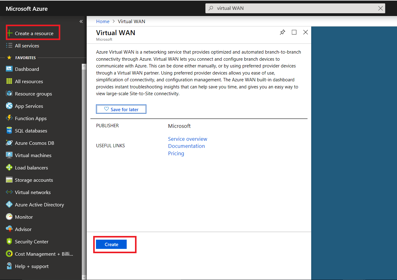WAN-Ressource im Azure-Portal erstellen