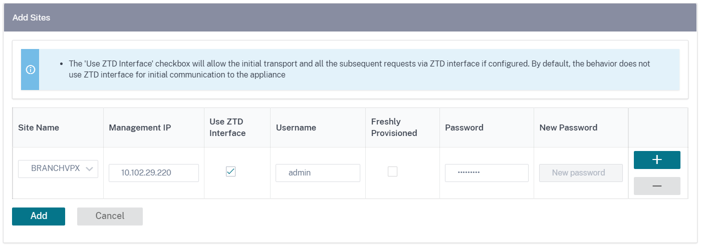 Add site for non-cloud zero-touch deployment