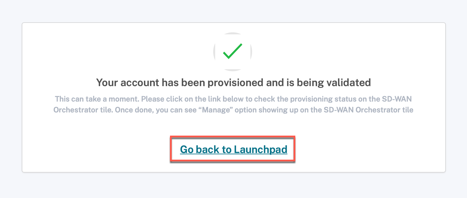 Account provisioned