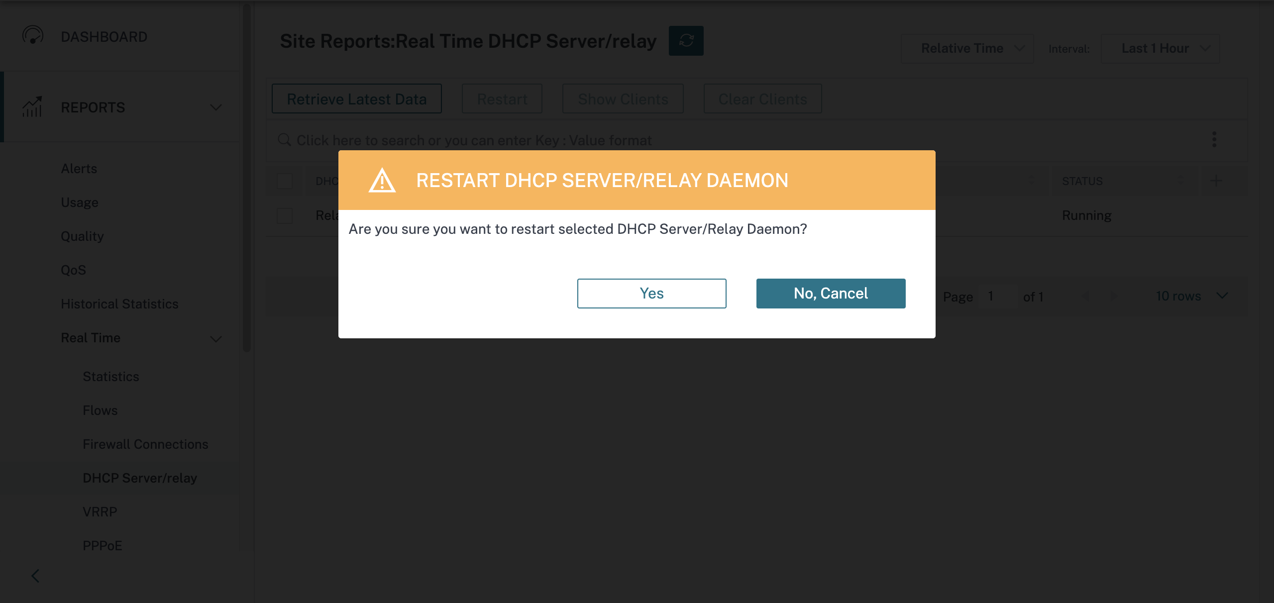 Real-time DHCP report restart