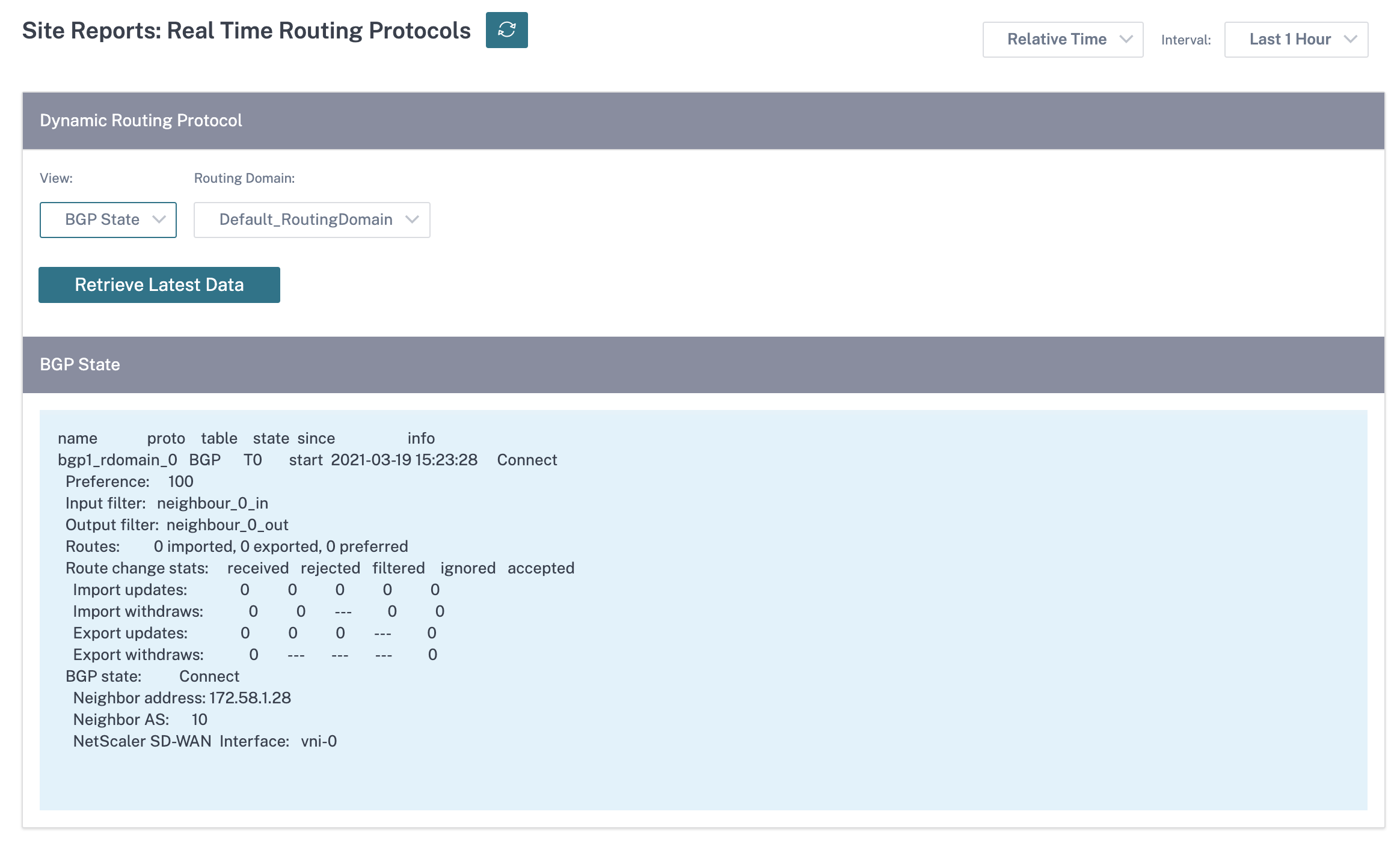 Routing protocol reports