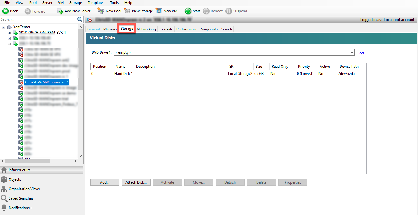 Citrix Hypervisor storage tab