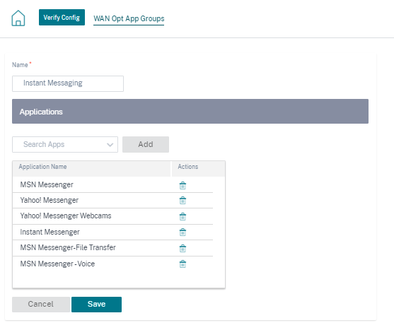 New WAN optimization application groups name