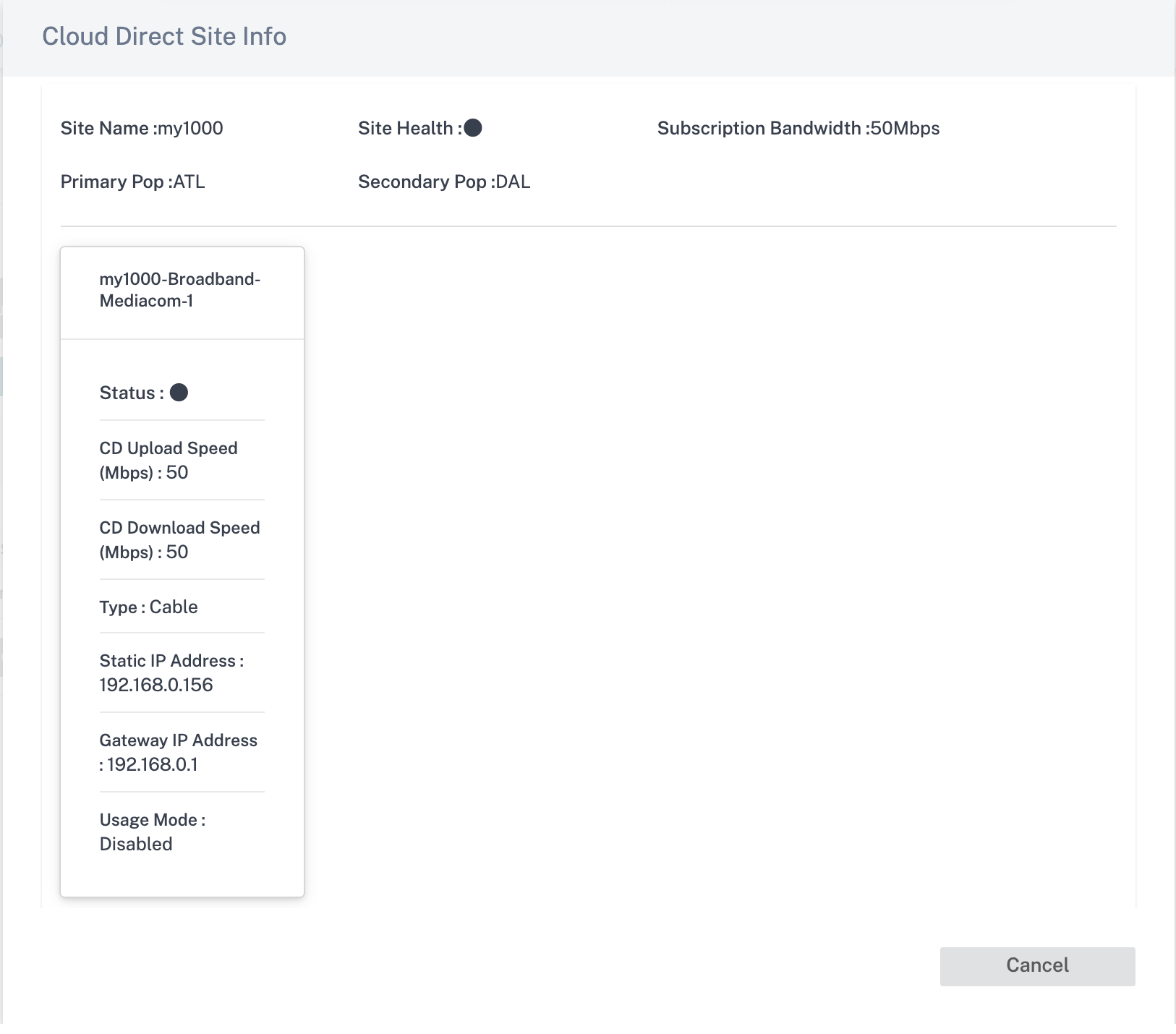 Cloud direct site info