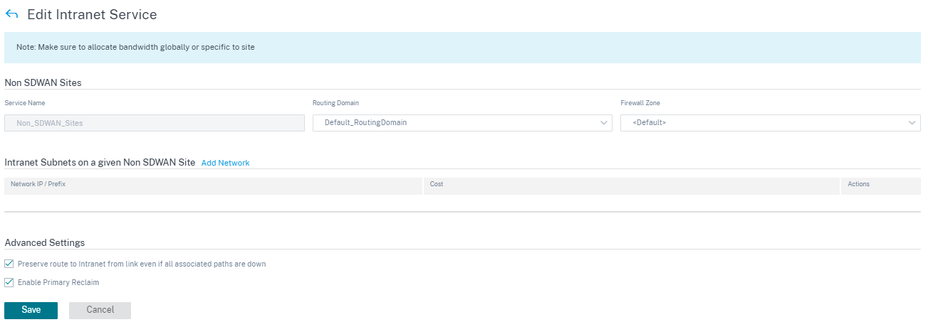 Configure intranet service