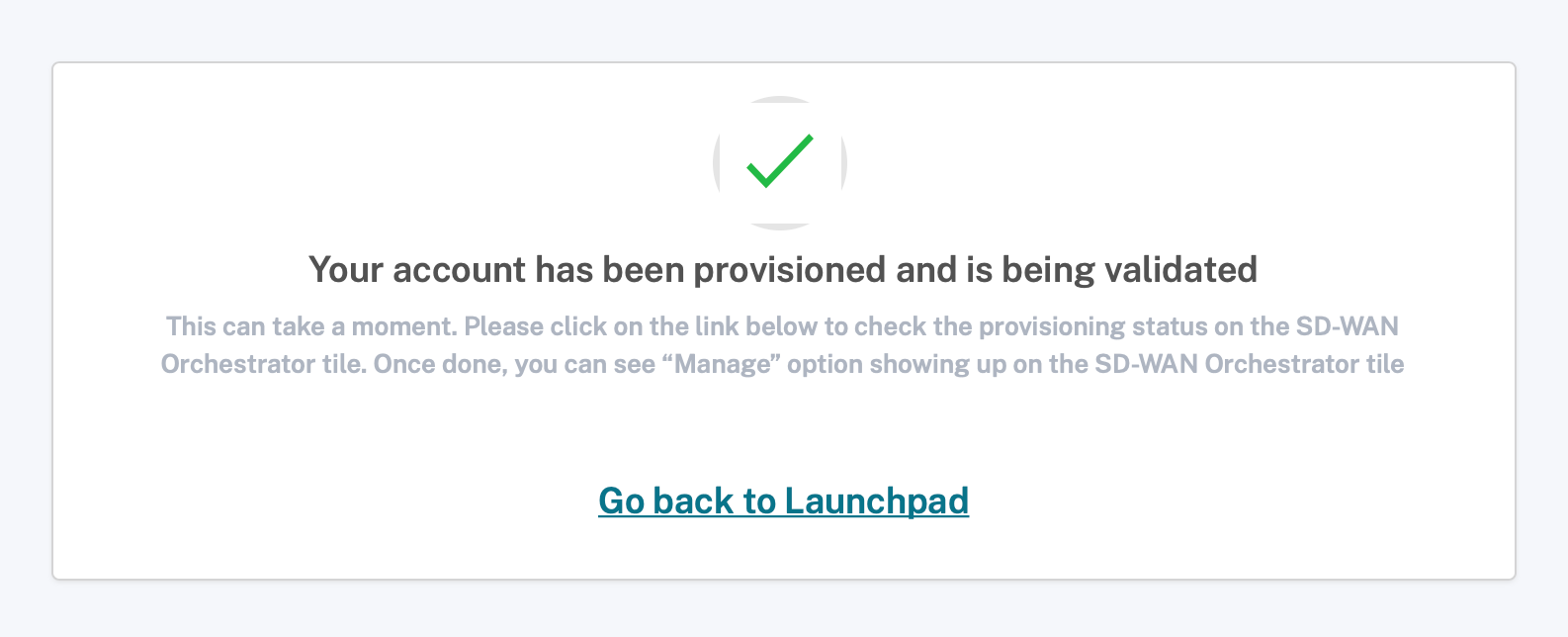 Account provisioned