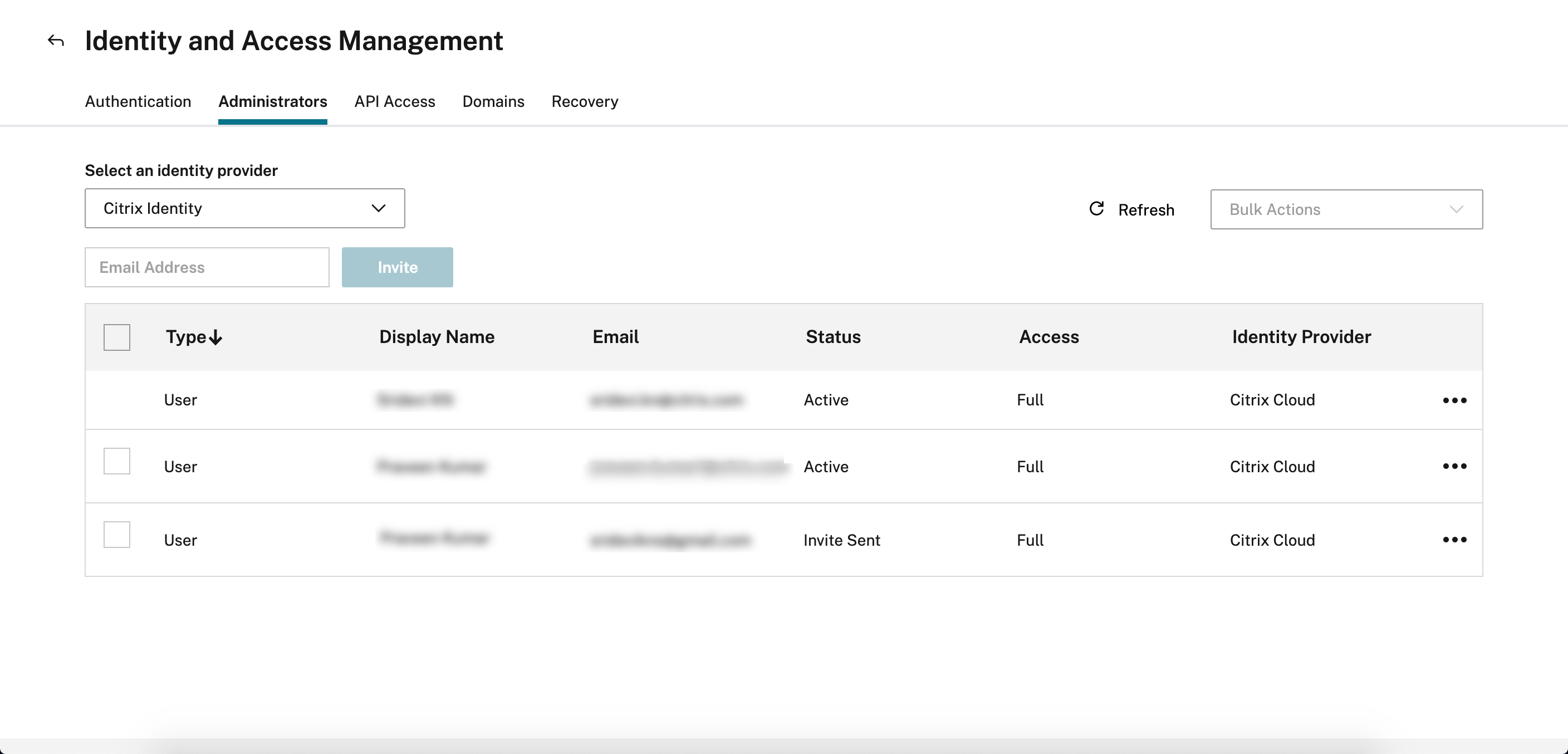 Administrator details