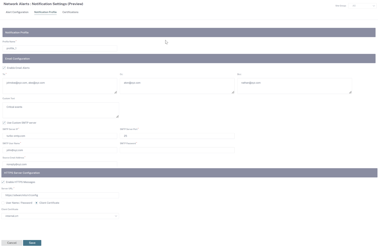 Configuración de correo electrónico
