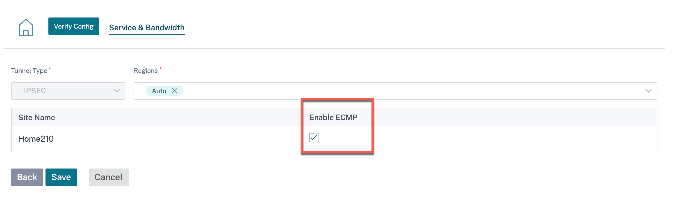 Grupo ECMP para un servicio de acceso seguro a Internet