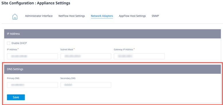 Gateway service DNS settings