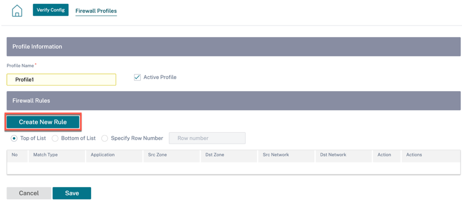 Hosted firewall new rule