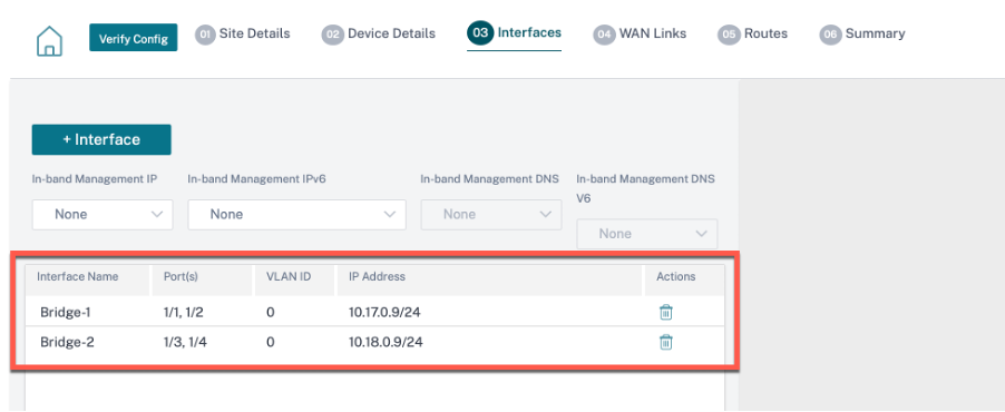 Inline mode interface tab