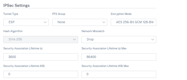 IPsec settings