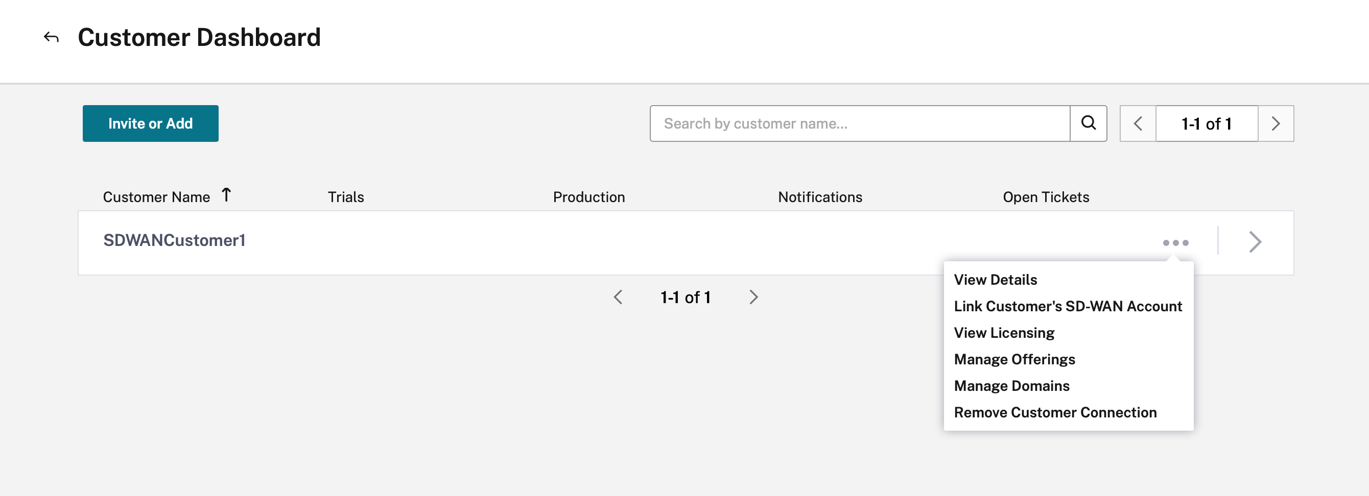 Link customer's SD-WAN account