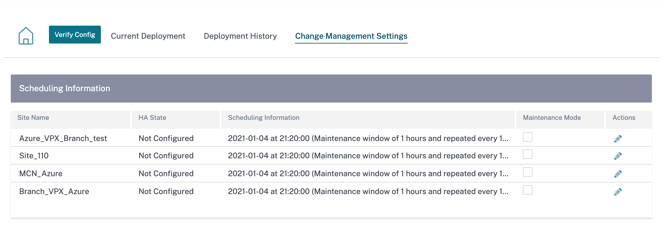 LTE submodel change management settings