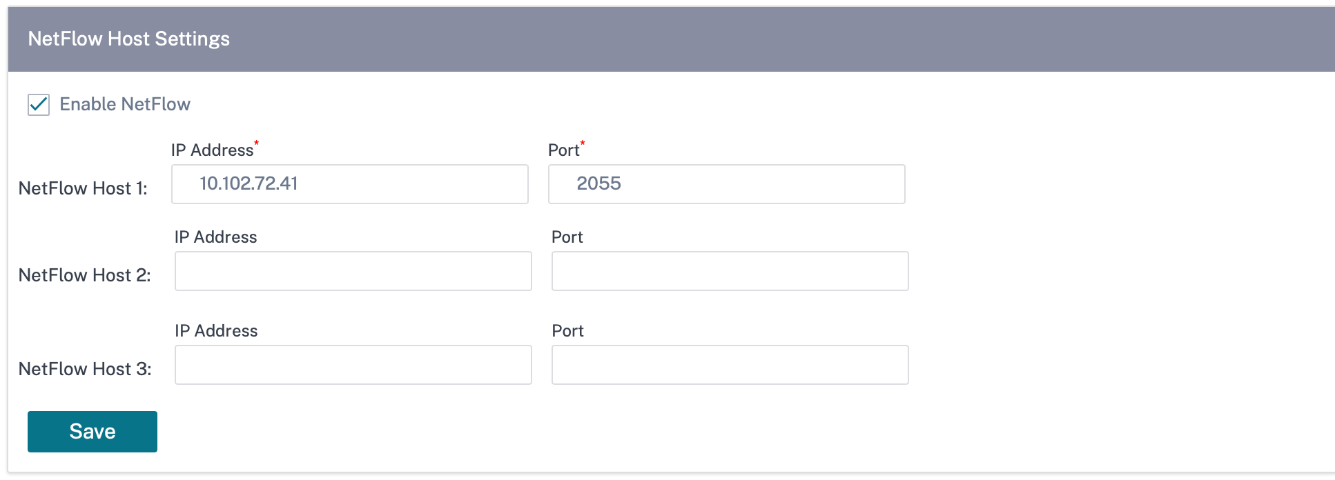 NetFlow 主机设置