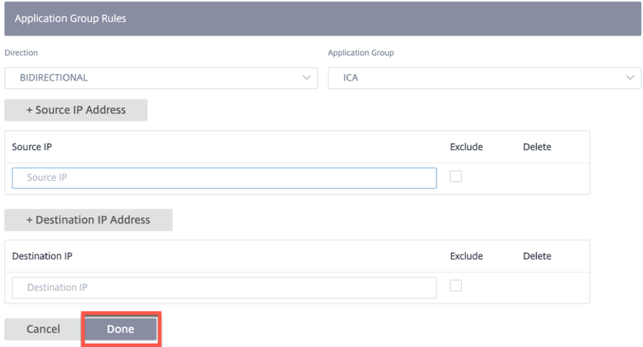 New application group rule detail